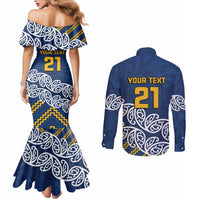 New Zealand Rugby Pacific Custom Couples Matching Mermaid Dress and Long Sleeve Button Shirt Kahupeka Maori Kowhaiwhai Pattern