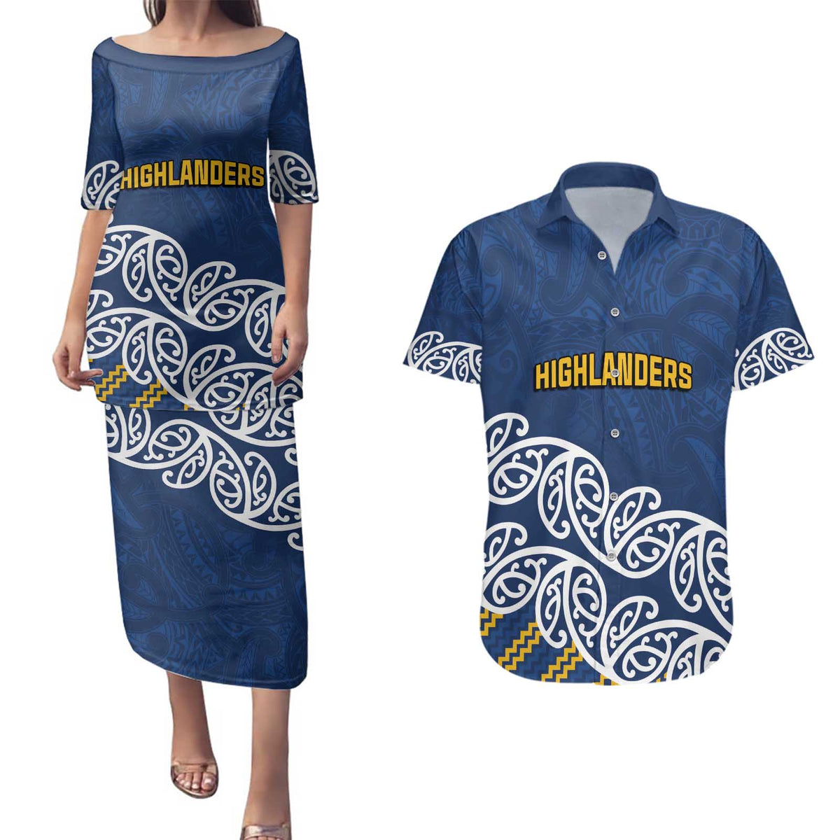 New Zealand Rugby Pacific Custom Couples Matching Puletasi and Hawaiian Shirt Kahupeka Maori Kowhaiwhai Pattern