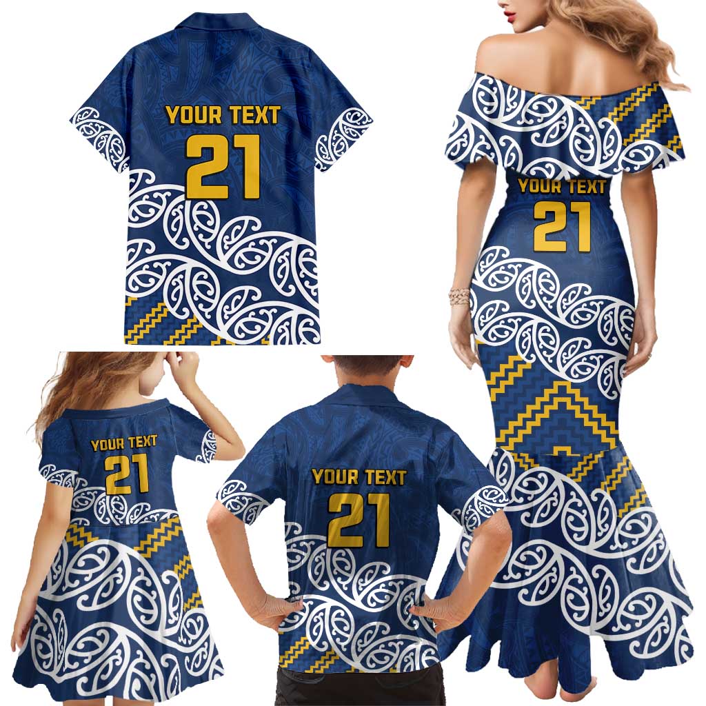 New Zealand Rugby Pacific Custom Family Matching Mermaid Dress and Hawaiian Shirt Kahupeka Maori Kowhaiwhai Pattern