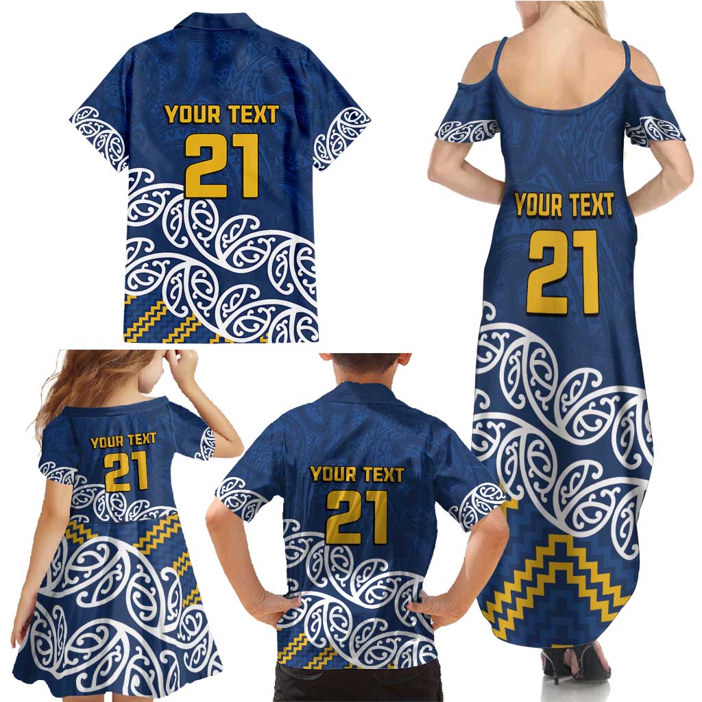New Zealand Rugby Pacific Custom Family Matching Summer Maxi Dress and Hawaiian Shirt Kahupeka Maori Kowhaiwhai Pattern
