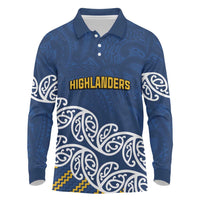 New Zealand Rugby Pacific Custom Long Sleeve Polo Shirt Kahupeka Maori Kowhaiwhai Pattern