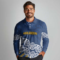 New Zealand Rugby Pacific Custom Long Sleeve Polo Shirt Kahupeka Maori Kowhaiwhai Pattern