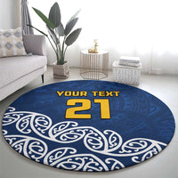 New Zealand Rugby Pacific Custom Round Carpet Kahupeka Maori Kowhaiwhai Pattern