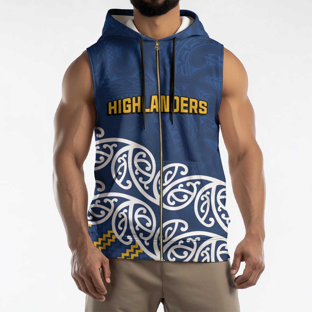 New Zealand Rugby Pacific Custom Sleeveless Zip Hoodie Kahupeka Maori Kowhaiwhai Pattern - Polynesian Pride