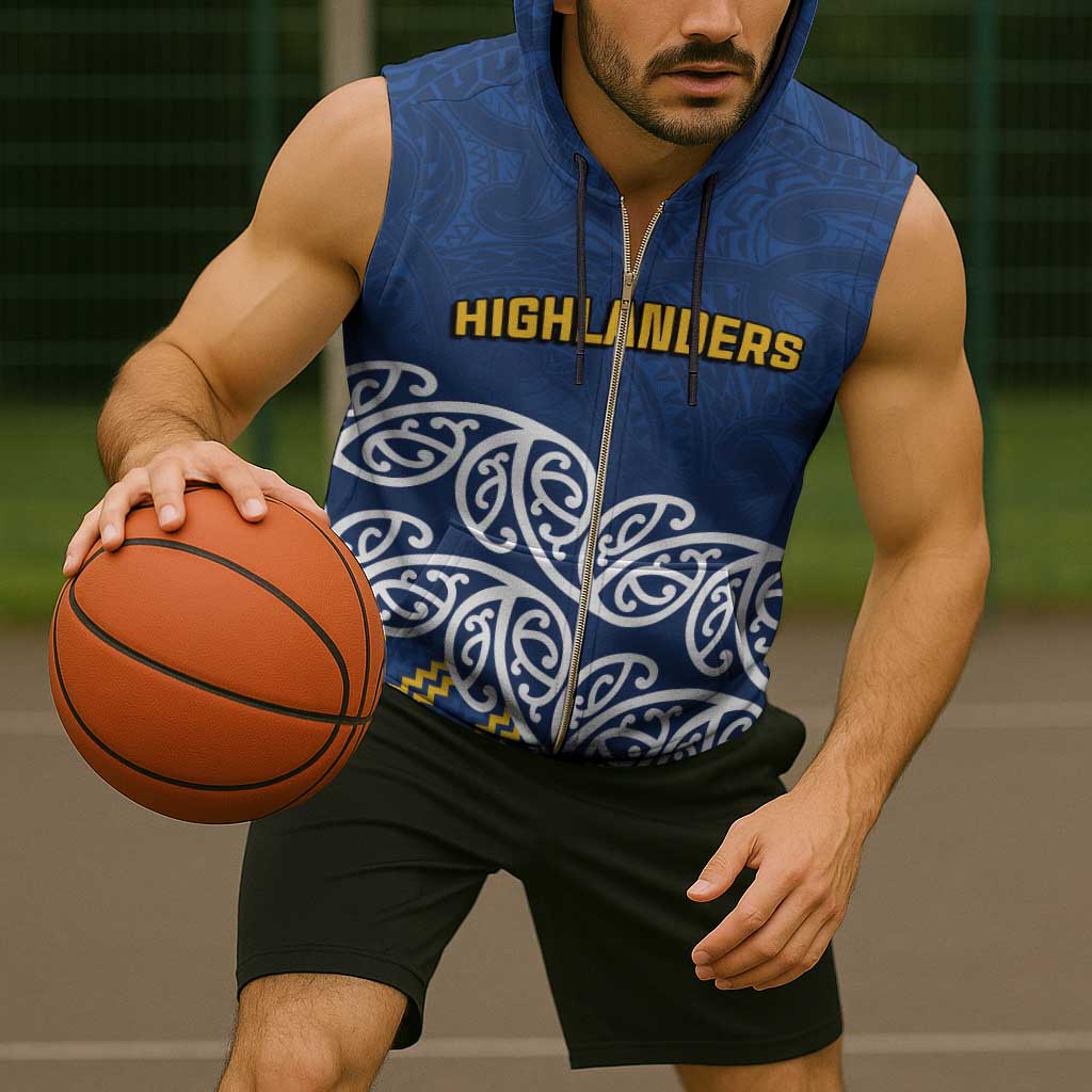 New Zealand Rugby Pacific Custom Sleeveless Zip Hoodie Kahupeka Maori Kowhaiwhai Pattern - Polynesian Pride