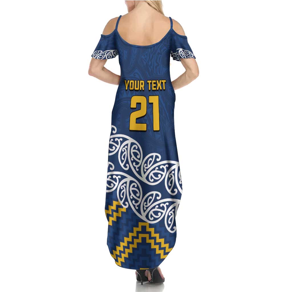 New Zealand Rugby Pacific Custom Summer Maxi Dress Kahupeka Maori Kowhaiwhai Pattern