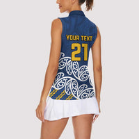 New Zealand Rugby Pacific Custom Women Sleeveless Polo Shirt Kahupeka Maori Kowhaiwhai Pattern