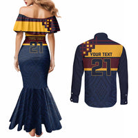 New Zealand Rugby Pacific Custom Couples Matching Mermaid Dress and Long Sleeve Button Shirt Kahupeka Retro 2025 Taniko Motif