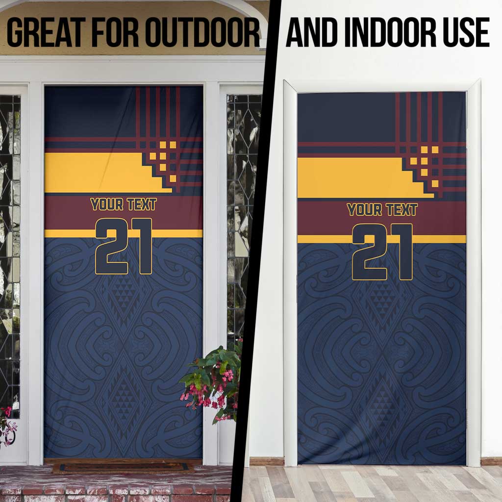 New Zealand Rugby Pacific Custom Door Cover Kahupeka Retro 2025 Taniko Motif - Polynesian Pride