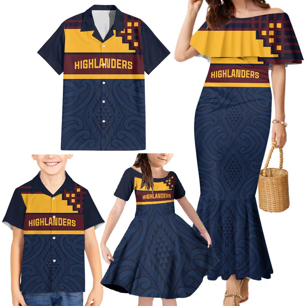 New Zealand Rugby Pacific Custom Family Matching Mermaid Dress and Hawaiian Shirt Kahupeka Retro 2025 Taniko Motif