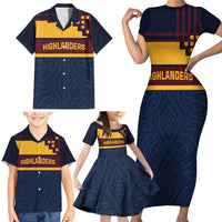 New Zealand Rugby Pacific Custom Family Matching Short Sleeve Bodycon Dress and Hawaiian Shirt Kahupeka Retro 2025 Taniko Motif