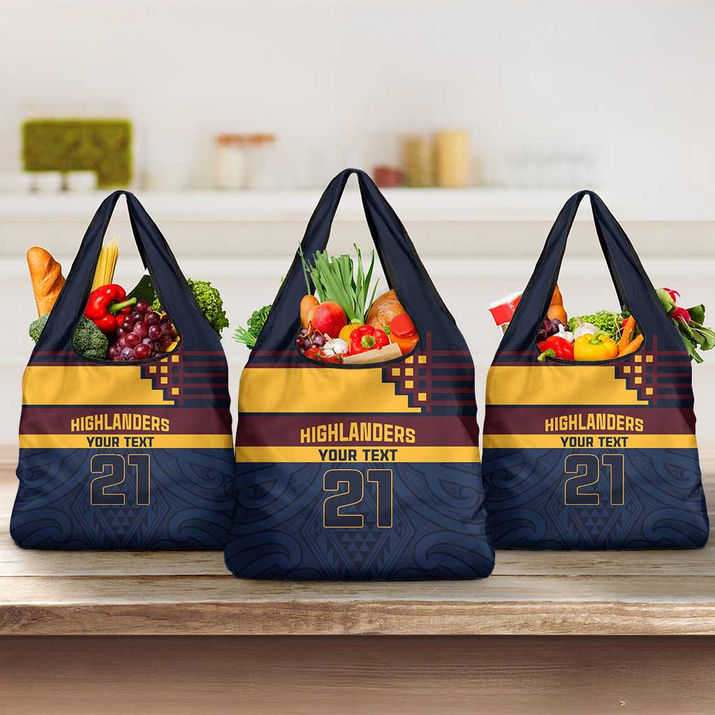 New Zealand Rugby Pacific Custom Grocery Bag Kahupeka Retro 2025 Taniko Motif