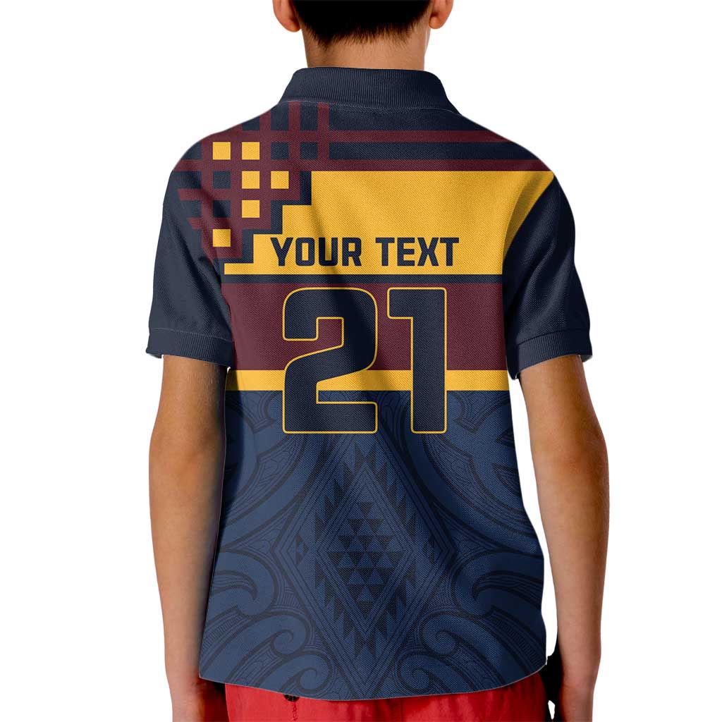New Zealand Rugby Pacific Custom Kid Polo Shirt Kahupeka Retro 2025 Taniko Motif