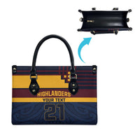 New Zealand Rugby Pacific Custom Leather Bag Kahupeka Retro 2025 Taniko Motif - Polynesian Pride