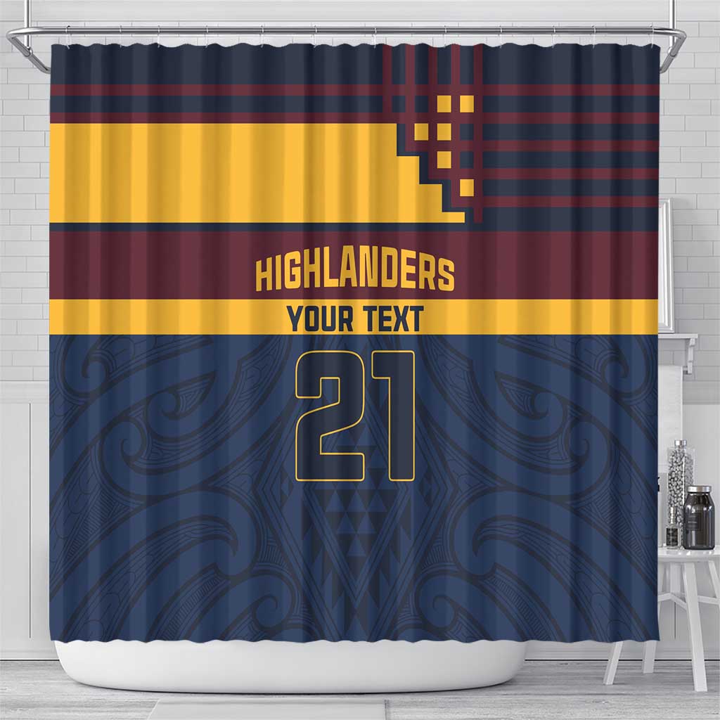 New Zealand Rugby Pacific Custom Shower Curtain Kahupeka Retro 2025 Taniko Motif