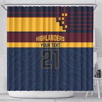 New Zealand Rugby Pacific Custom Shower Curtain Kahupeka Retro 2025 Taniko Motif