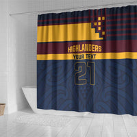 New Zealand Rugby Pacific Custom Shower Curtain Kahupeka Retro 2025 Taniko Motif