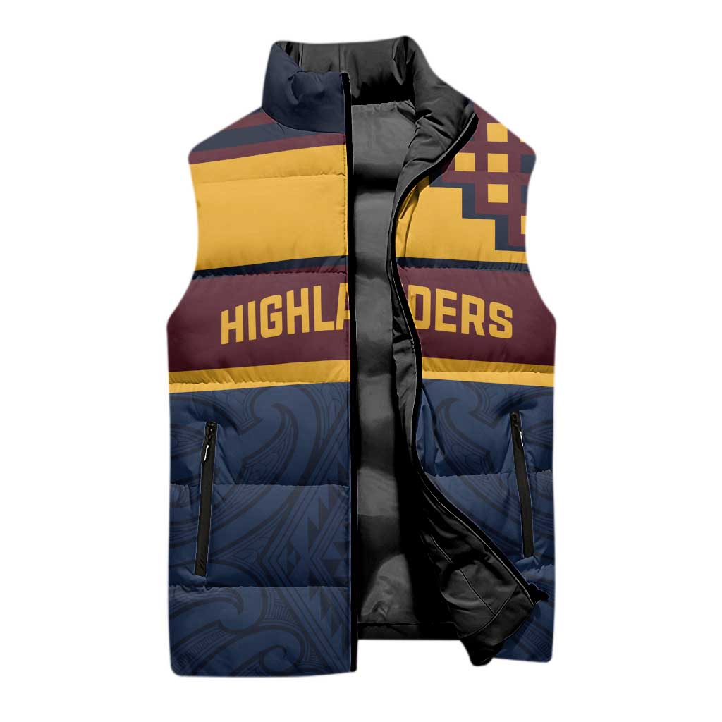 New Zealand Rugby Pacific Custom Sleeveless Puffer Jacket Kahupeka Retro 2025 Taniko Motif - Polynesian Pride