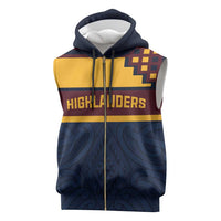 New Zealand Rugby Pacific Custom Sleeveless Zip Hoodie Kahupeka Retro 2025 Taniko Motif - Polynesian Pride