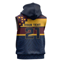 New Zealand Rugby Pacific Custom Sleeveless Zip Hoodie Kahupeka Retro 2025 Taniko Motif - Polynesian Pride