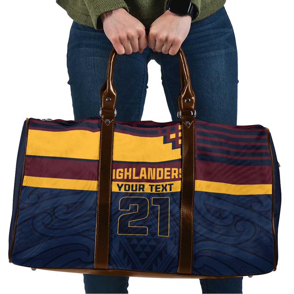 New Zealand Rugby Pacific Custom Travel Bag Kahupeka Retro 2025 Taniko Motif - Polynesian Pride