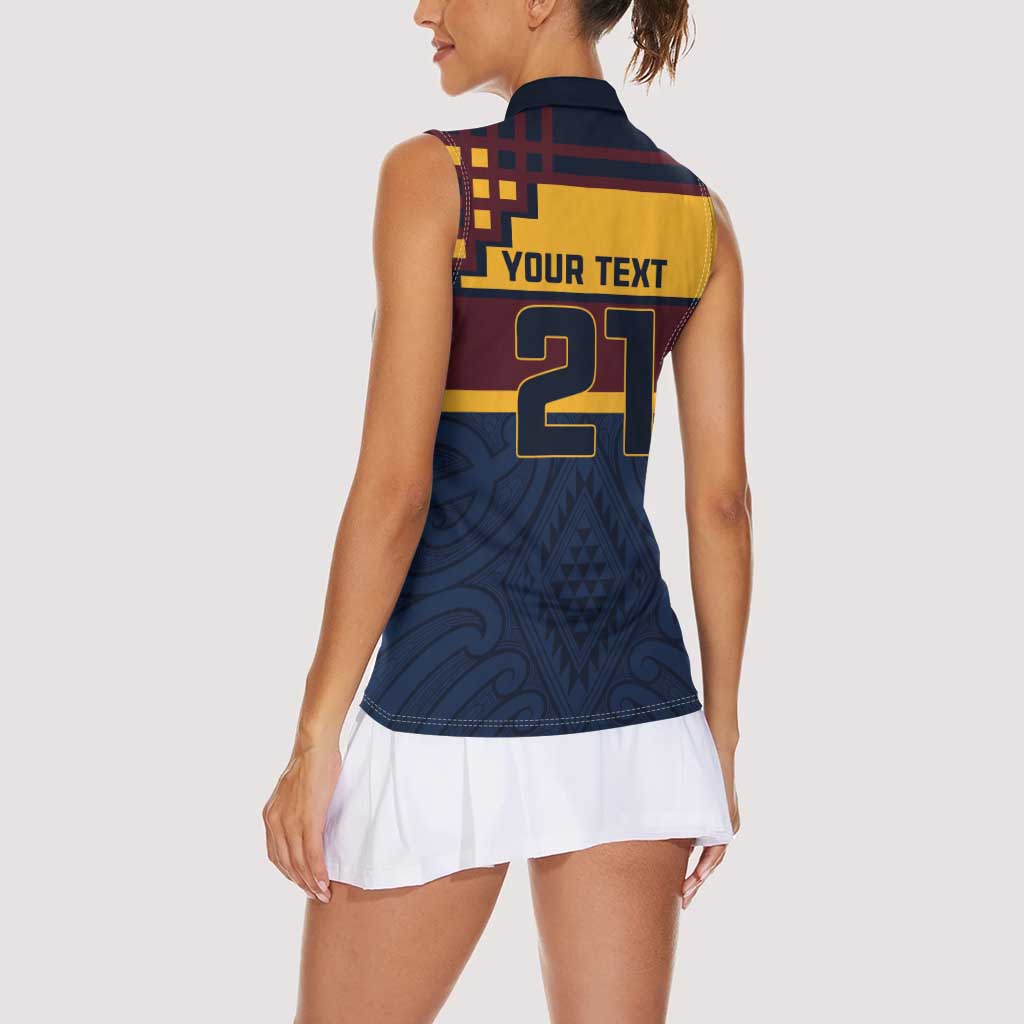New Zealand Rugby Pacific Custom Women Sleeveless Polo Shirt Kahupeka Retro 2025 Taniko Motif