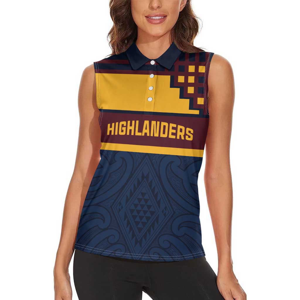 New Zealand Rugby Pacific Custom Women Sleeveless Polo Shirt Kahupeka Retro 2025 Taniko Motif