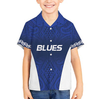 New Zealand Rugby Pacific Custom Family Matching Off Shoulder Short Dress and Hawaiian Shirt Kahurangi Auckland All Blue