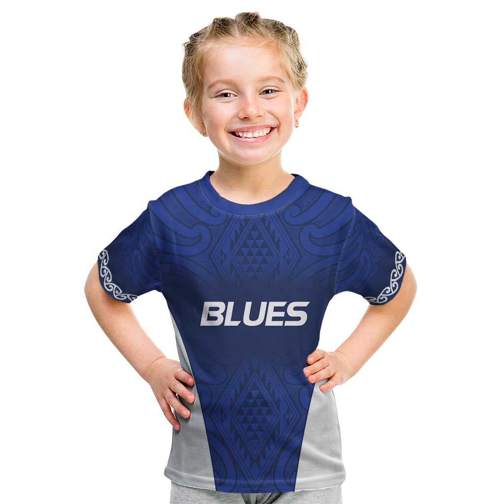 New Zealand Rugby Pacific Custom Kid T Shirt Kahurangi Auckland All Blue