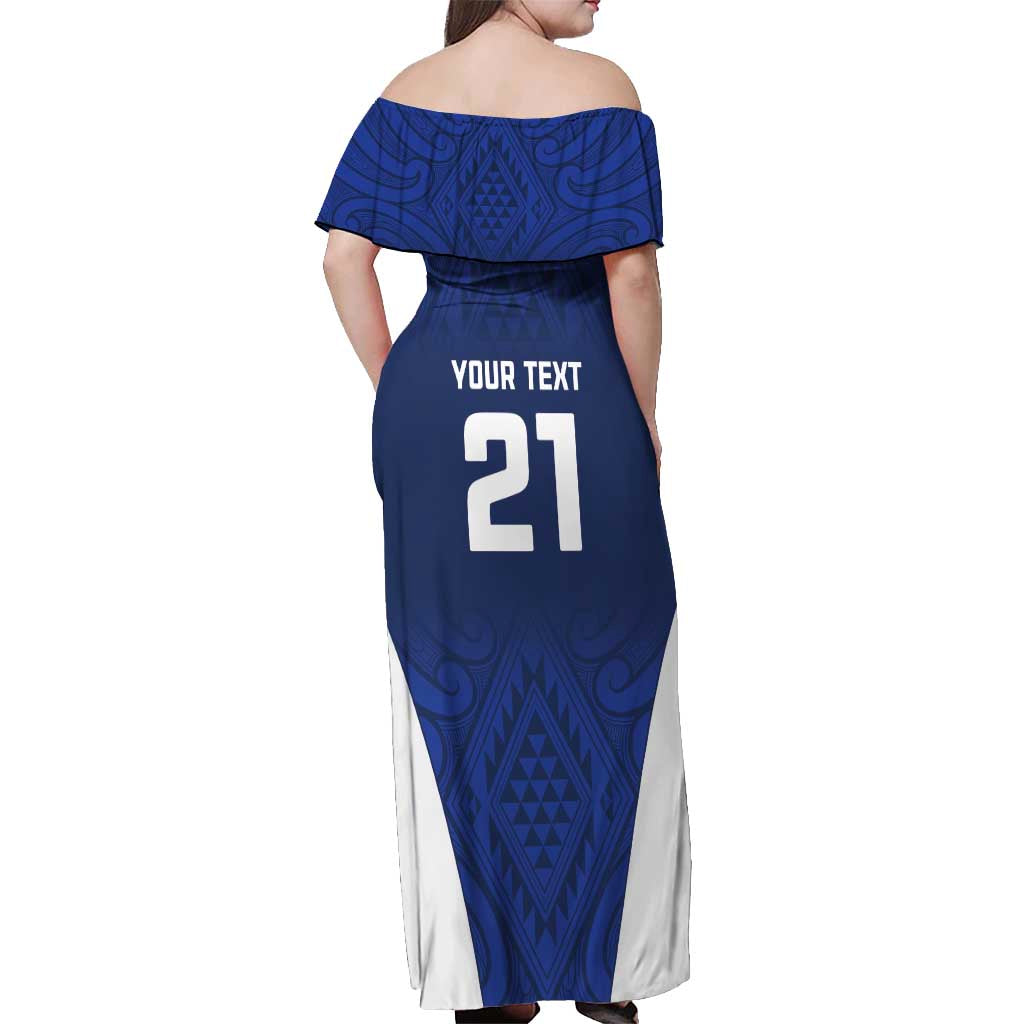 New Zealand Rugby Pacific Custom Off Shoulder Maxi Dress Kahurangi Auckland All Blue