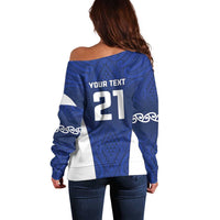 New Zealand Rugby Pacific Custom Off Shoulder Sweater Kahurangi Auckland All Blue