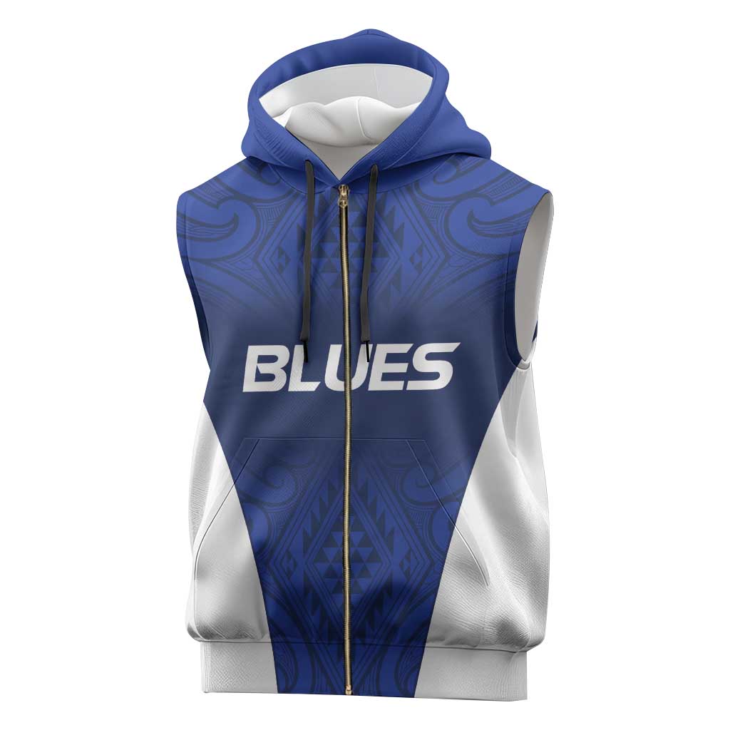 New Zealand Rugby Pacific Custom Sleeveless Zip Hoodie Kahurangi Auckland All Blue - Polynesian Pride