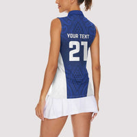 New Zealand Rugby Pacific Custom Women Sleeveless Polo Shirt Kahurangi Auckland All Blue