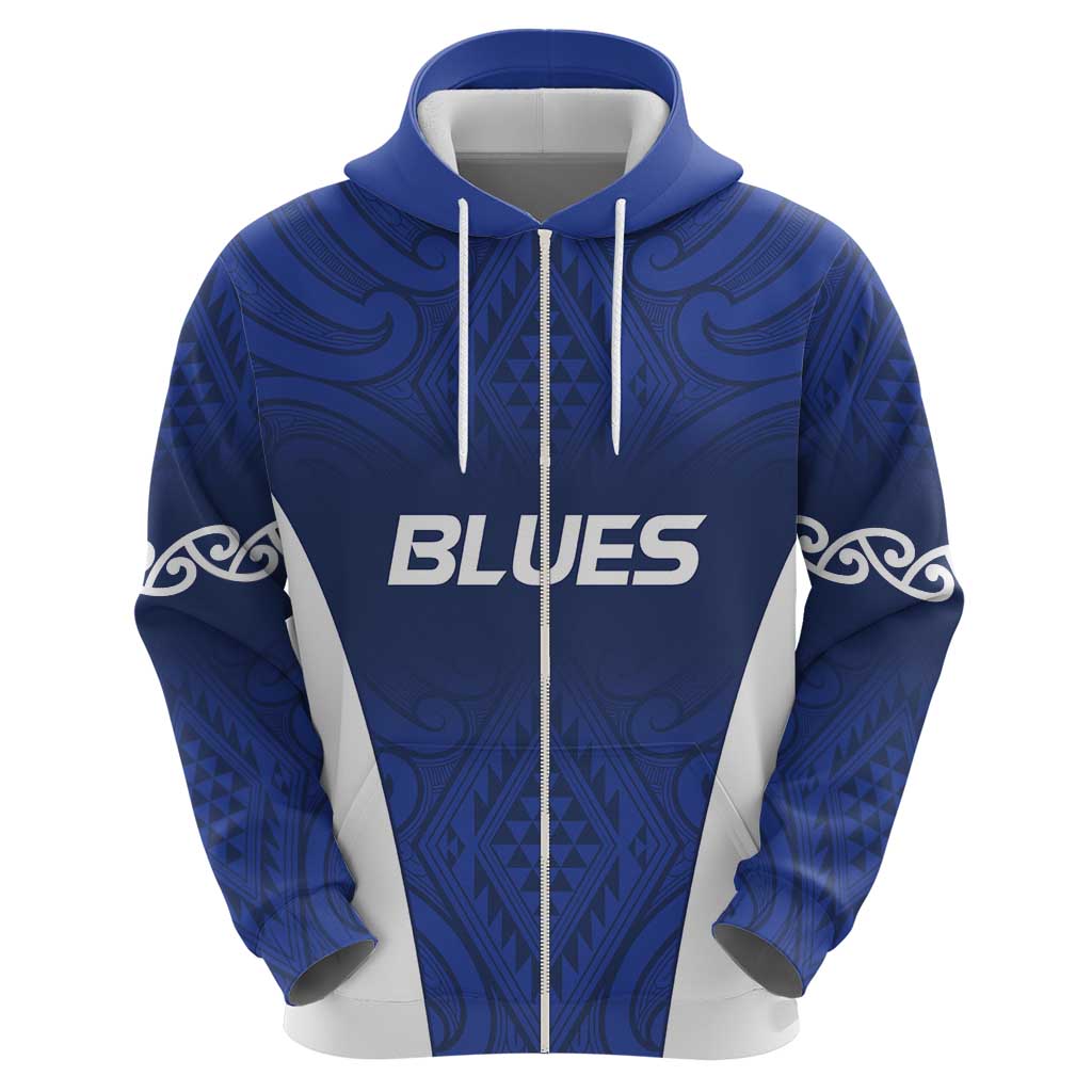 New Zealand Rugby Pacific Custom Zip Hoodie Kahurangi Auckland All Blue