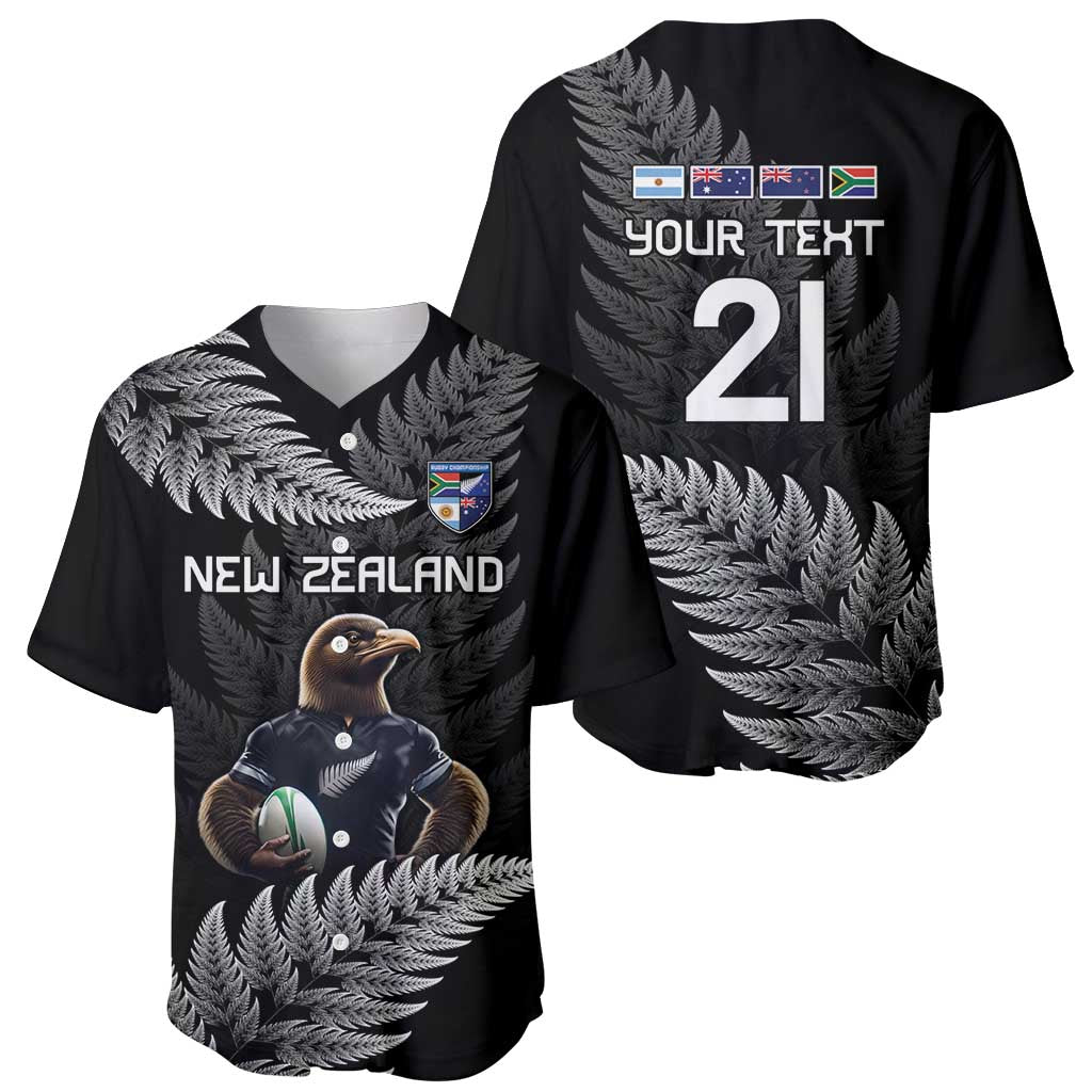 New Zealand Rugby Custom Baseball Jersey Glory Be To Black Silver-fern - Polynesian Pride