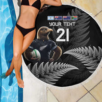 New Zealand Rugby Custom Beach Blanket Glory Be To Black Silver-fern - Polynesian Pride