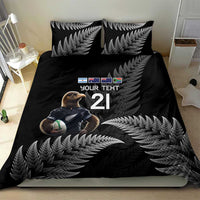 New Zealand Rugby Custom Bedding Set Glory Be To Black Silver-fern - Polynesian Pride