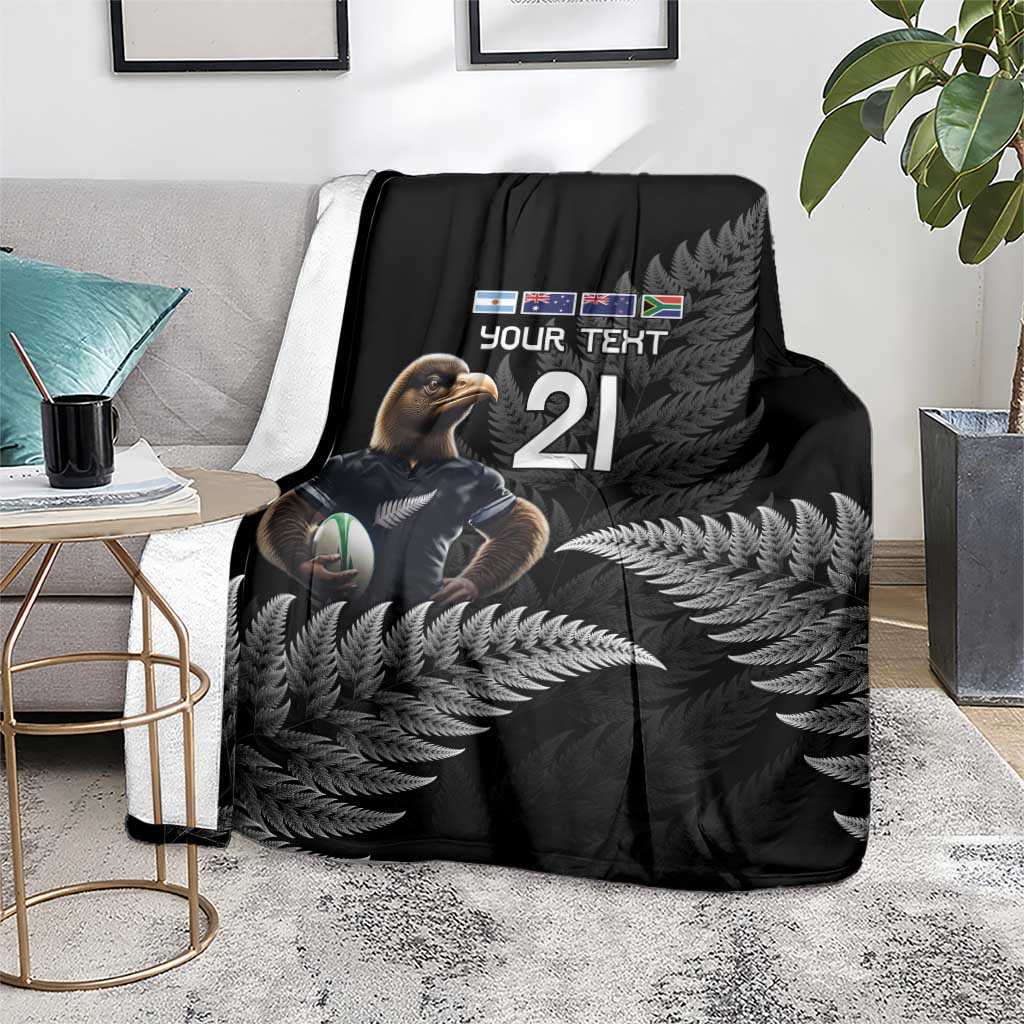New Zealand Rugby Custom Blanket Glory Be To Black Silver-fern - Polynesian Pride