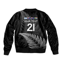 New Zealand Rugby Custom Bomber Jacket Glory Be To Black Silver-fern - Polynesian Pride