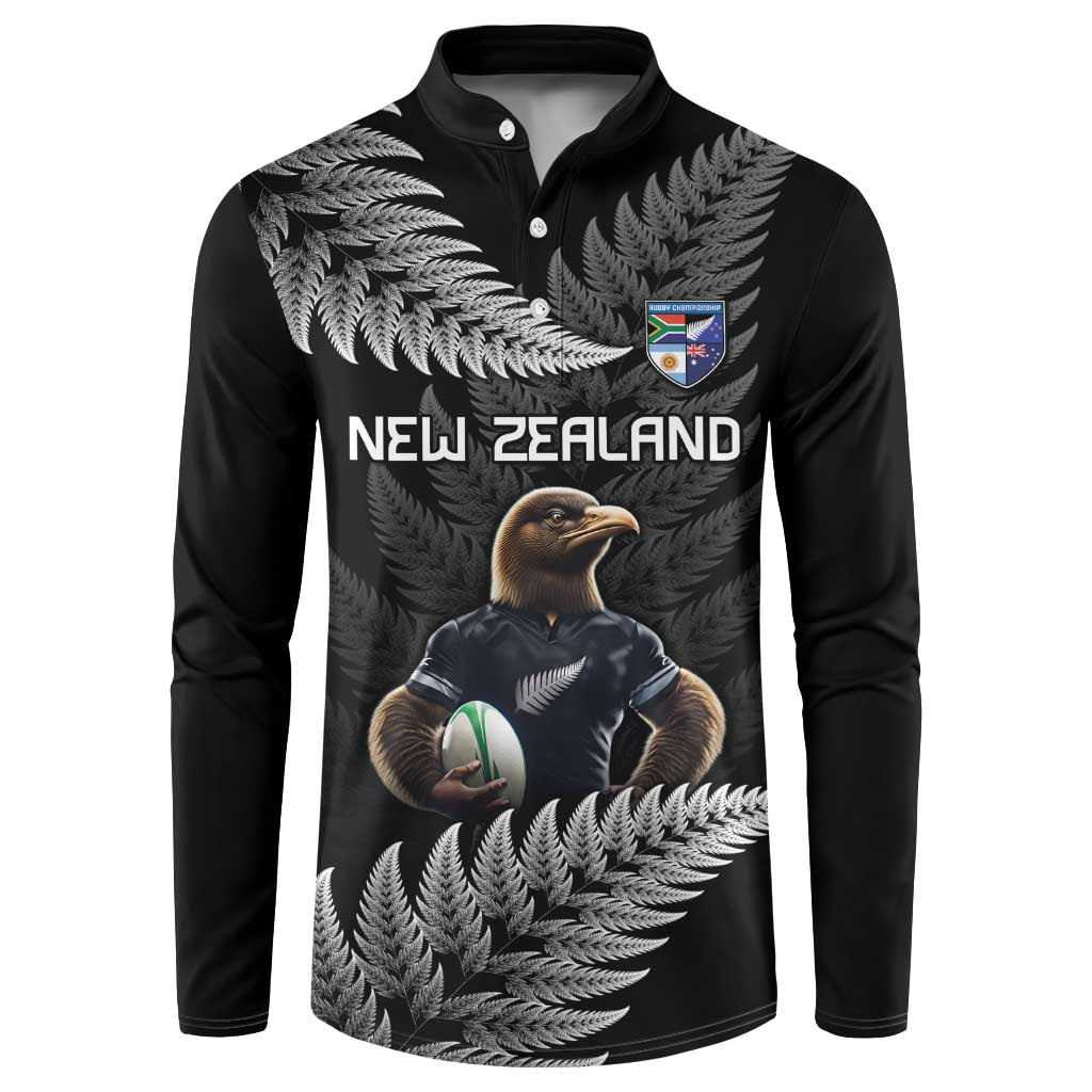 New Zealand Rugby Custom Button Sweatshirt Glory Be To Black Silver-fern - Polynesian Pride