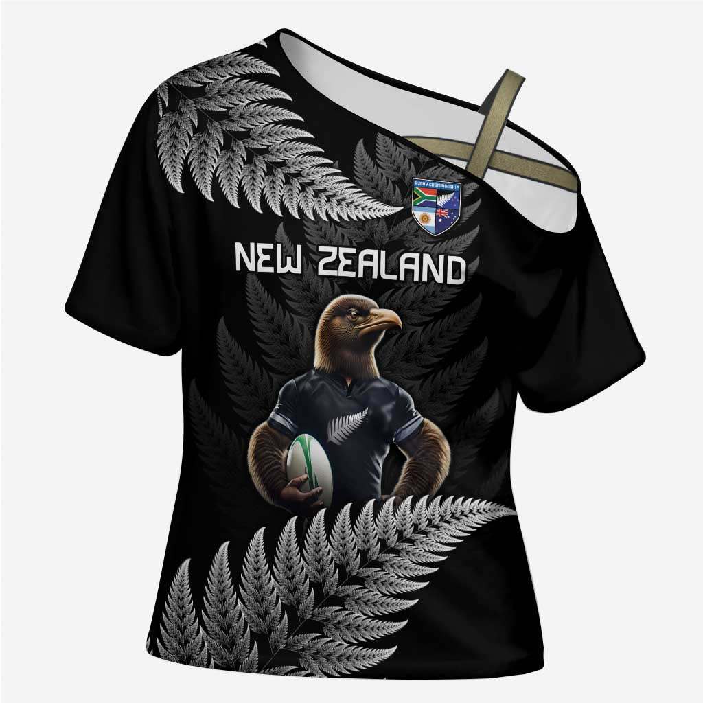 New Zealand Rugby Custom Cross Shoulder Shirt Glory Be To Black Silver-fern - Polynesian Pride