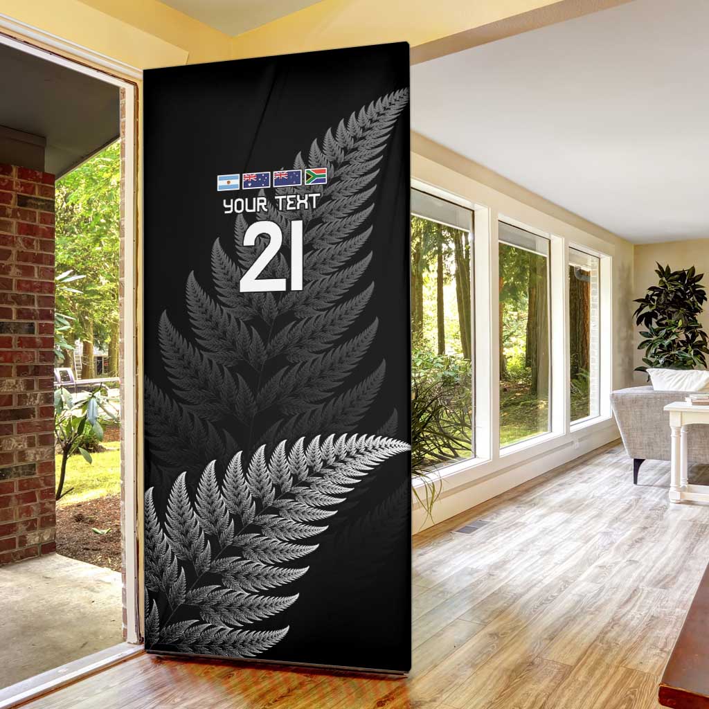 New Zealand Rugby Custom Door Cover Glory Be To Black Silver-fern - Polynesian Pride