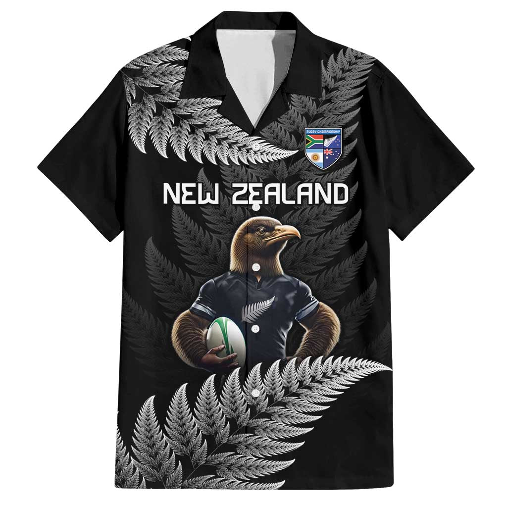 New Zealand Rugby Custom Family Matching Off Shoulder Maxi Dress and Hawaiian Shirt Glory Be To Black Silver-fern - Polynesian Pride