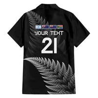 New Zealand Rugby Custom Family Matching Off Shoulder Short Dress and Hawaiian Shirt Glory Be To Black Silver-fern - Polynesian Pride