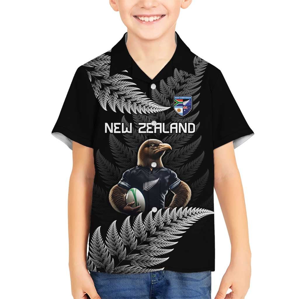 New Zealand Rugby Custom Family Matching Puletasi and Hawaiian Shirt Glory Be To Black Silver-fern - Polynesian Pride