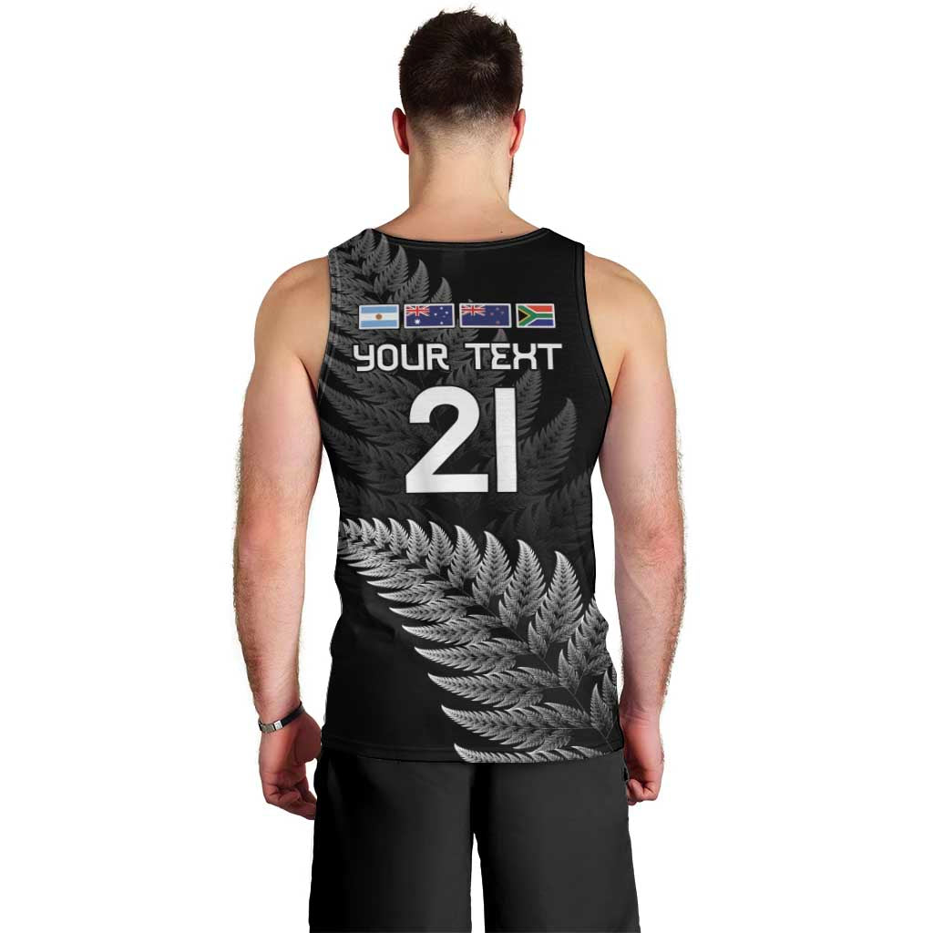 New Zealand Rugby Custom Men Tank Top Glory Be To Black Silver-fern - Polynesian Pride