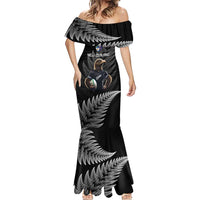 New Zealand Rugby Custom Mermaid Dress Glory Be To Black Silver-fern - Polynesian Pride