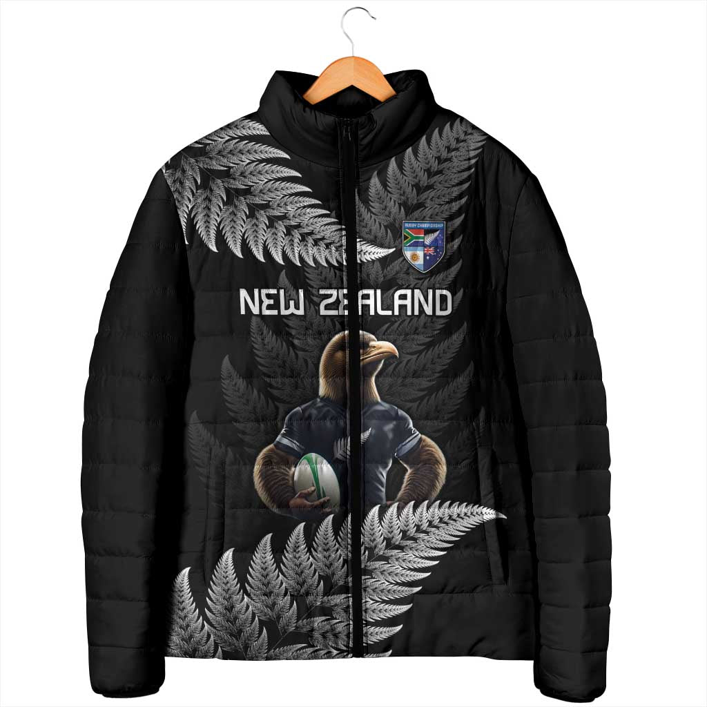 New Zealand Rugby Custom Padded Jacket Glory Be To Black Silver-fern - Polynesian Pride