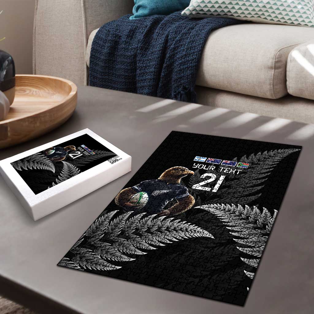 New Zealand Rugby Custom Puzzle Glory Be To Black Silver-fern - Polynesian Pride