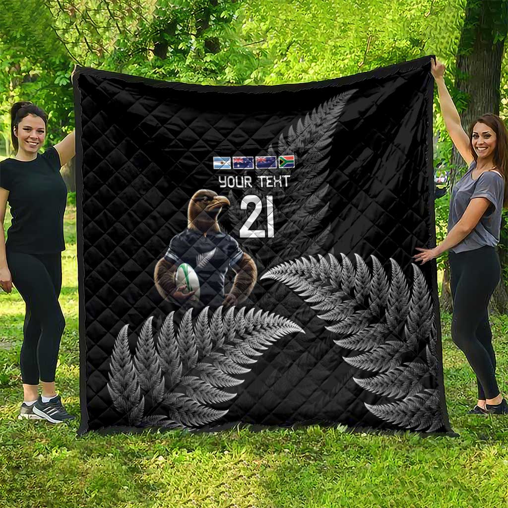New Zealand Rugby Custom Quilt Glory Be To Black Silver-fern - Polynesian Pride